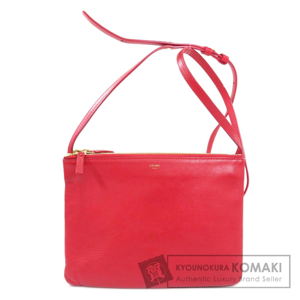 Celine Trio Shoulder Bag Lambskin Red